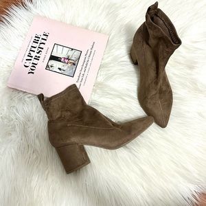 FOREVER 21 WOMEN’S SUEDE SOCK ANKLE BOOTS